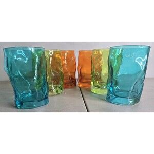 Back to the 60's & 70's...Small Glass Tumblers in 3 colors-set of 6